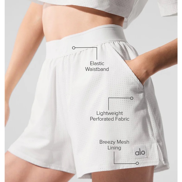 ALO Yoga SET.Mesh Cropped Mirage Tee. NWT. XS. With Mesh Mirage Short. NWT. XXS. - Picture 13 of 14